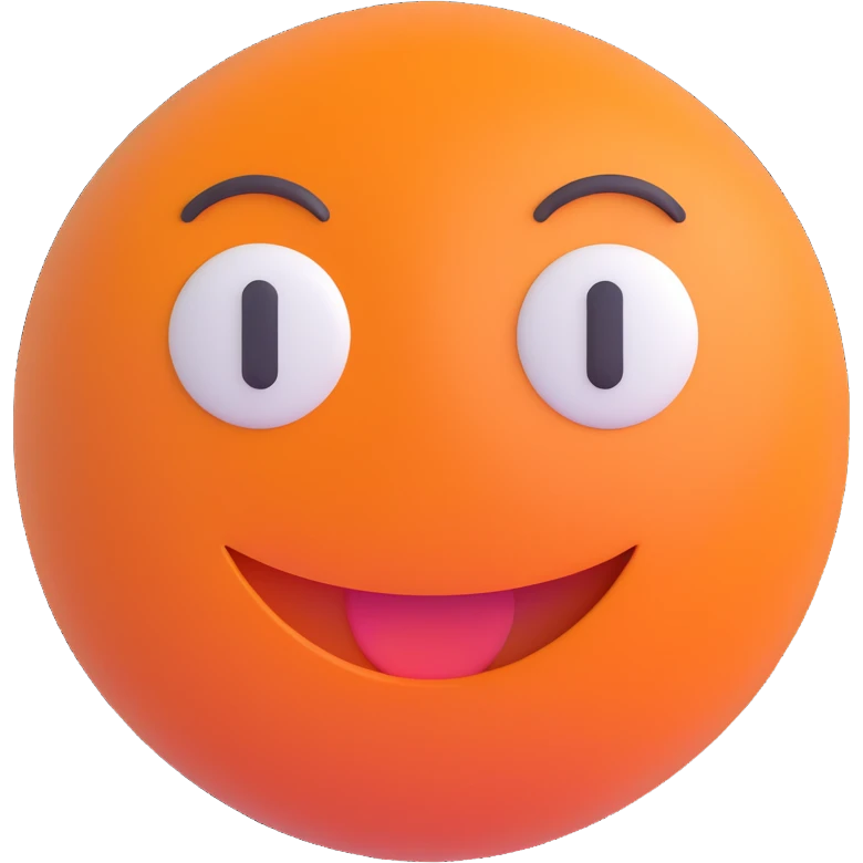 3D smiley emoji, round shape, orange color, with text 'túlélő', persistent face emoji