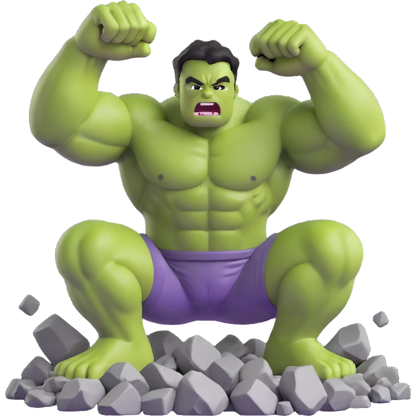 3D emoji of the Hulk, smashing the ground emoji
