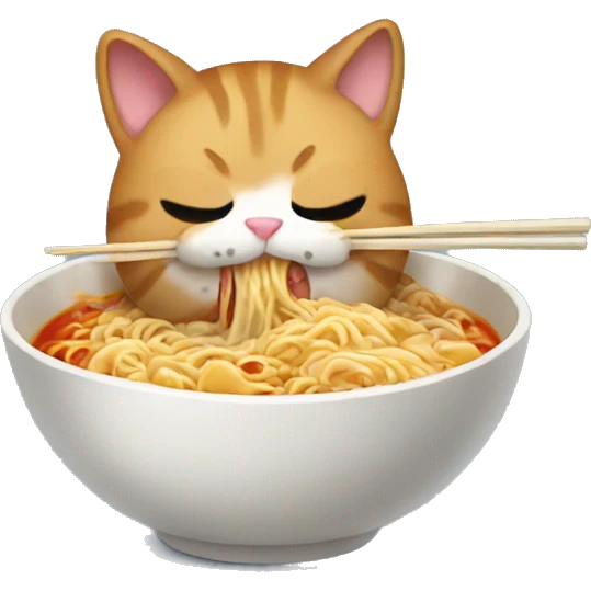 Cat eating ramen emoji