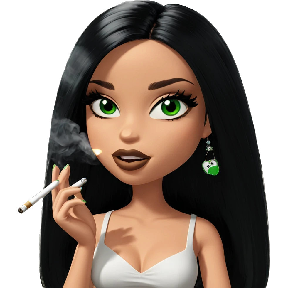 smoking beauty with green eyes emoji