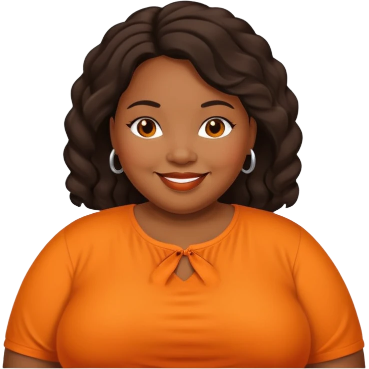 overweight black woman with organge blouse emoji
