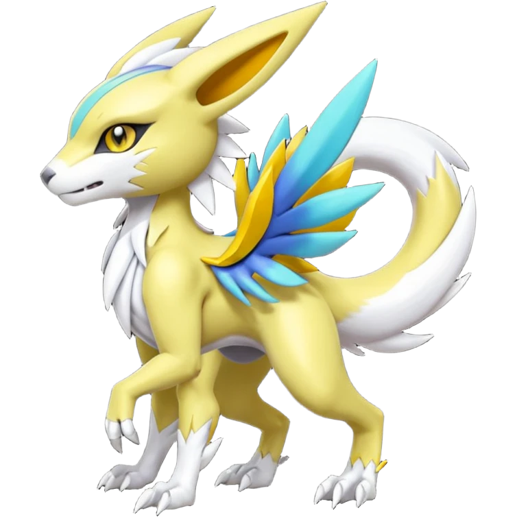 Colorful Smooth Soft Scaled Meloetta-Wargreymon-Renamon-Sergal-Pokémon-Digimon-Fakémon-fusion-hybrid-creature emoji