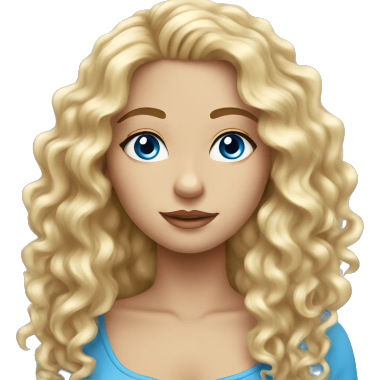 beautiful girl with long curly blonde hair and blue eyes emoji