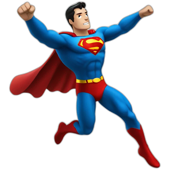 superman flying, aerial view, full body emoji