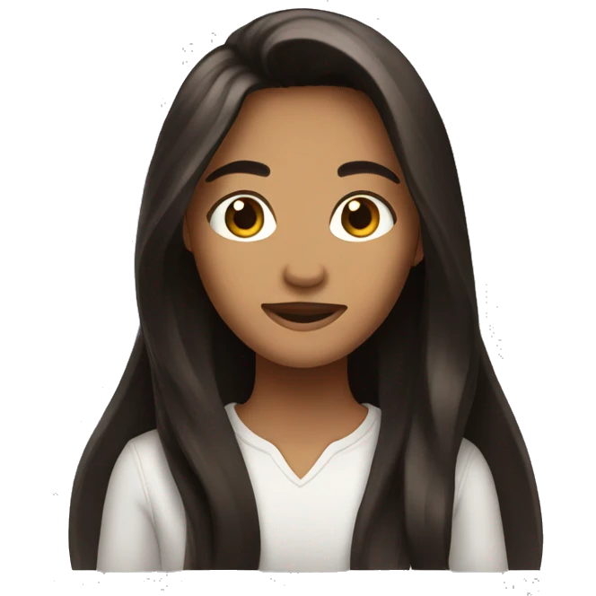 Brown and black long hair emoji