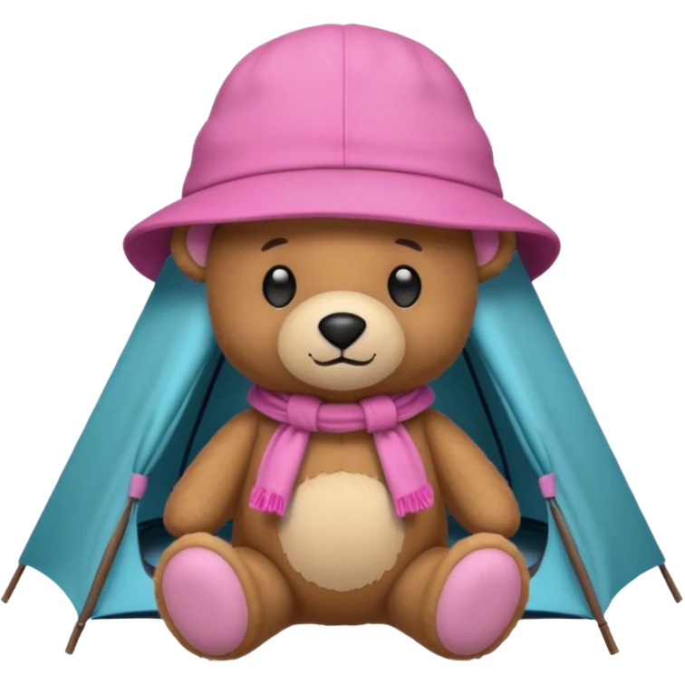  Teddy bear wearing pink camping emoji