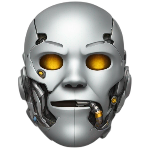 a cyborg covering his mouth emoji