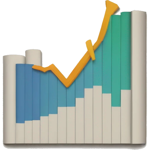 a paper with a bar chart and an upward trend emoji
