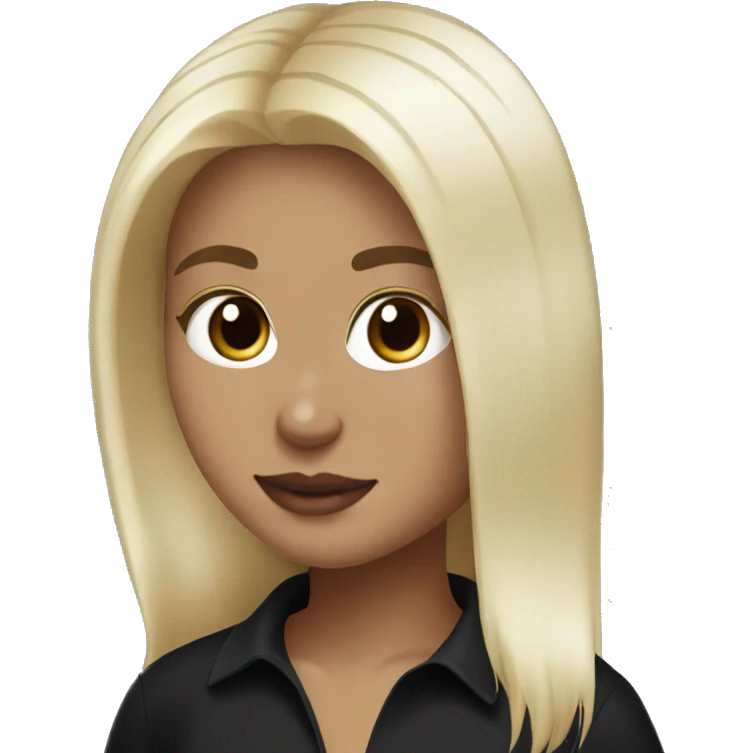 White blonde hair girl with black polo shirt and yeezy shoes emoji