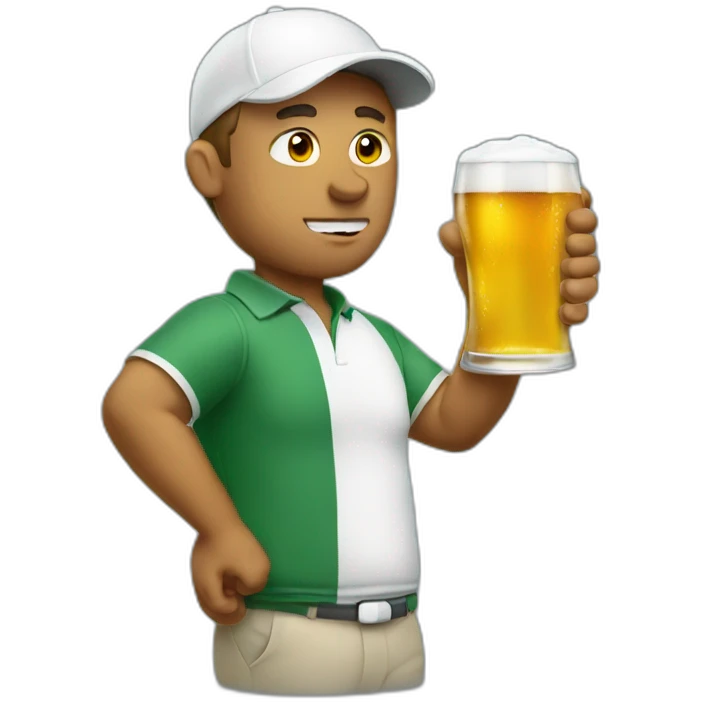 White Golfer drinks beer emoji