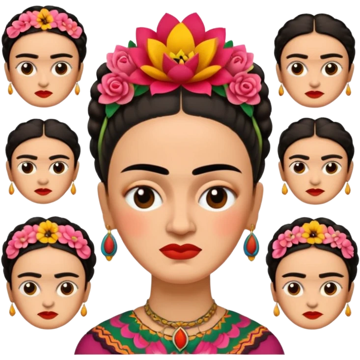 defferent emojis and emoticons of Frida Kahlo in style of her artworks  emoji