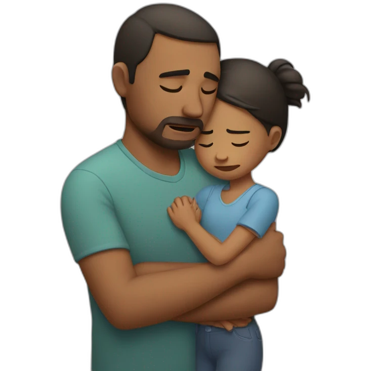 Girl crying while holding dad's hand emoji