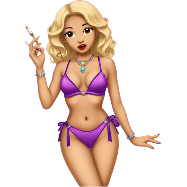 Light skin Exotic dancer on stripper pole smoking weed emoji