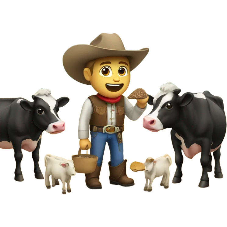 Cowboy feeding cows emoji
