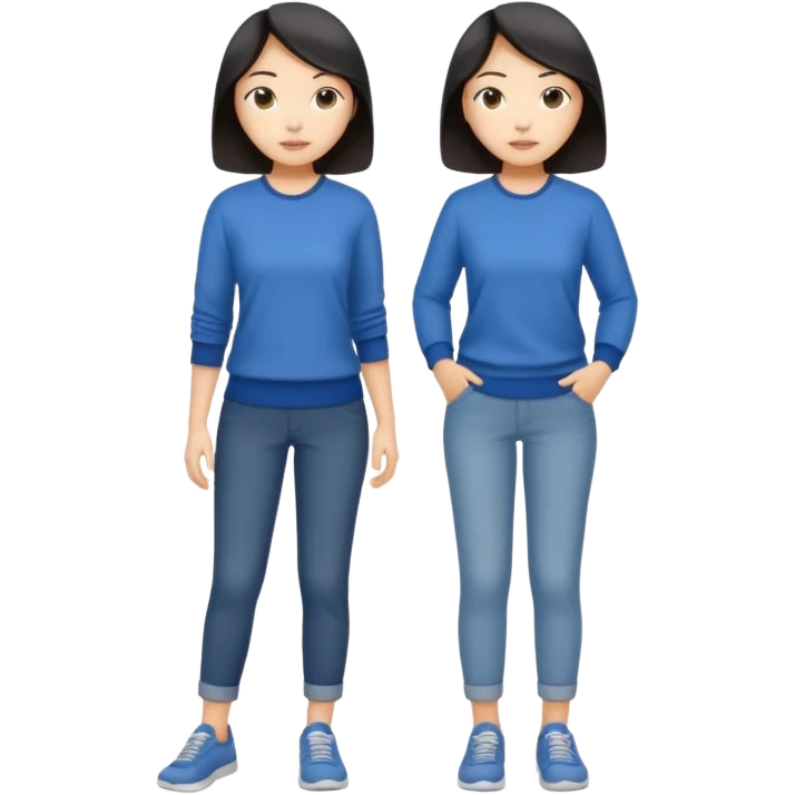 Asian women shining confident full body fat emoji