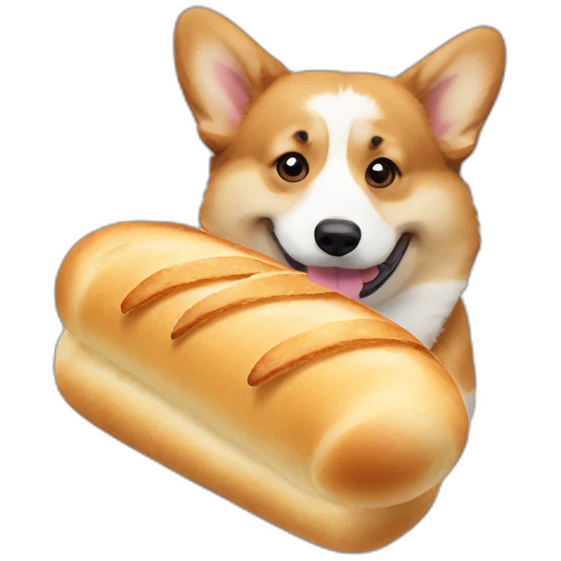 Corgi head eating baguette emoji