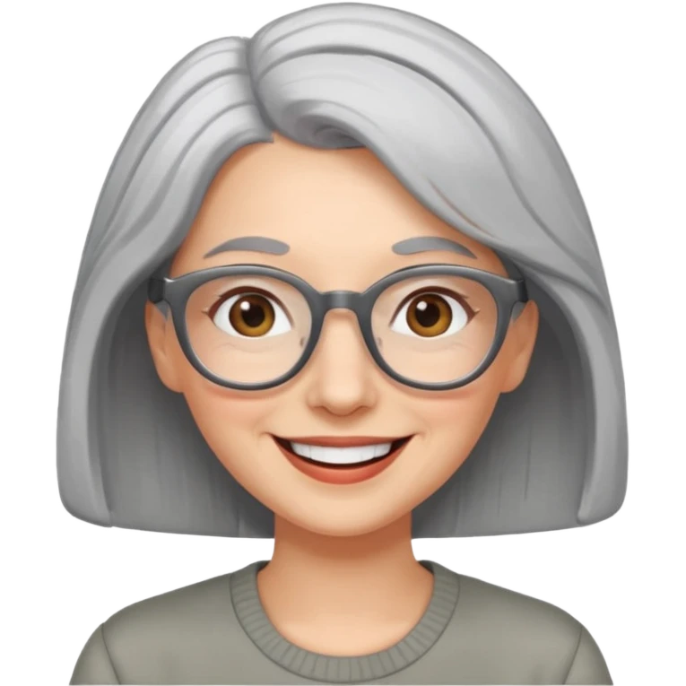 happy woman with gray hair and glasses emoji