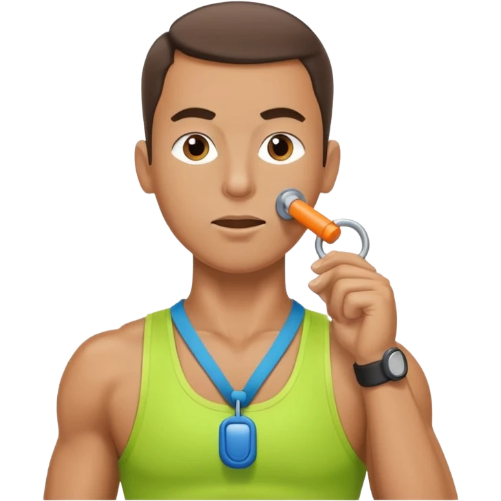 sporty fitness trainer with whistle around neck emoji