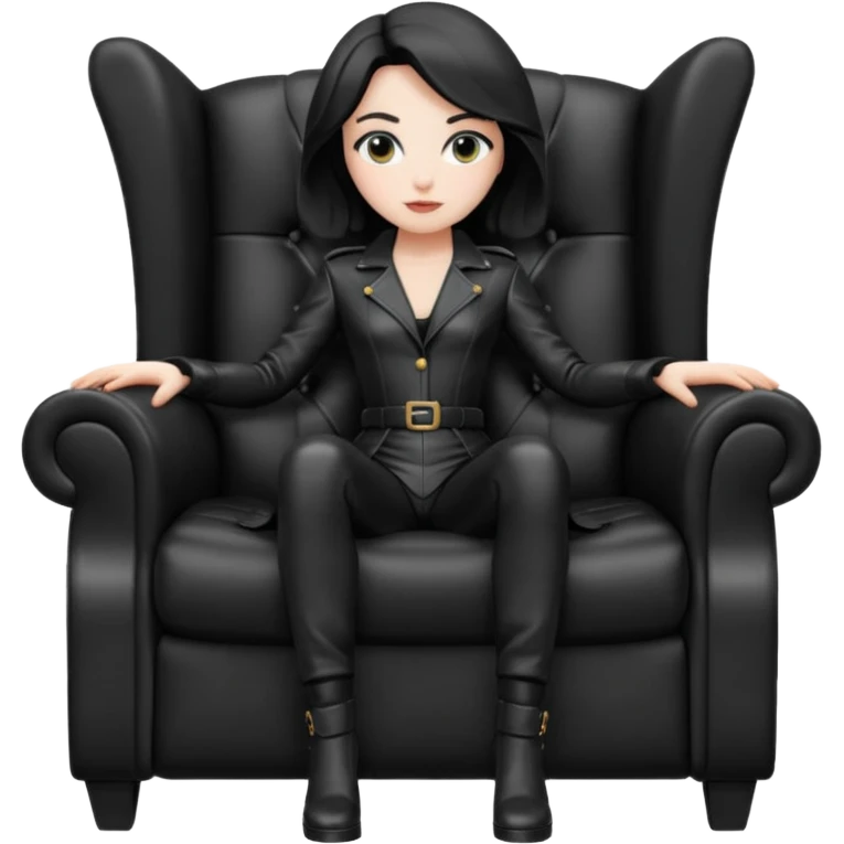 Matrix trinity black leather full body sit on a leather armchair emoji