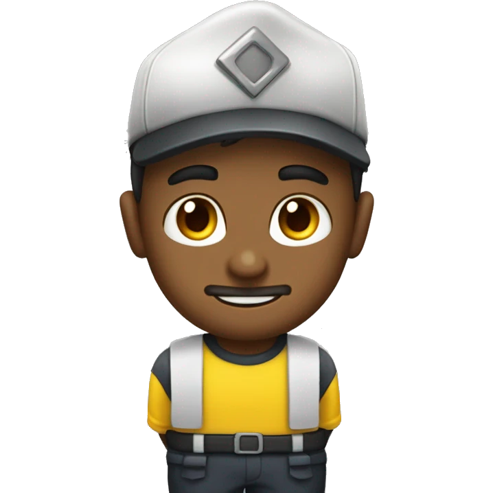 Frefire heroico con camisa amarilla y cubrebocas y gorra emoji