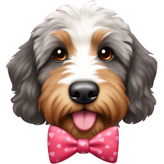 Bernedoodle dressed for Valentine’s Day emoji