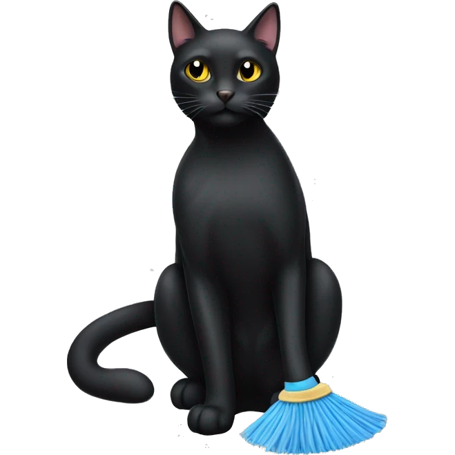 black cat cleaning emoji