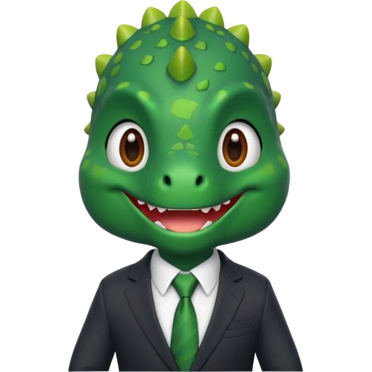 cute dinosaur (like the dinosaur memoji) in business suit emoji