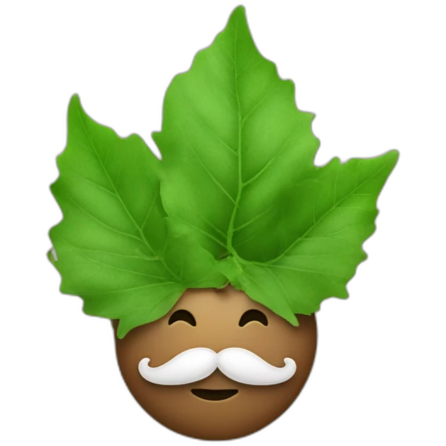 leaf man with bicolour moustache emoji