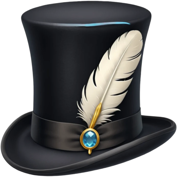 top hat with a single feather emoji
