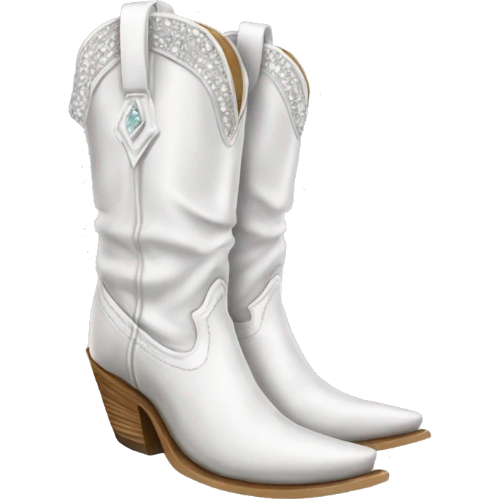 Diamond white cowgirl boots emoji