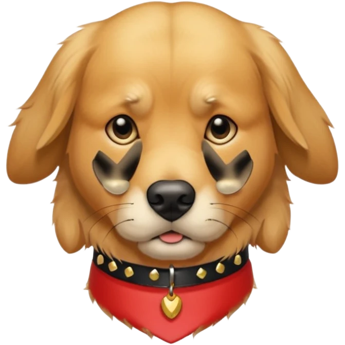 golden retriever dog frowning and wearing goth accessories emoji