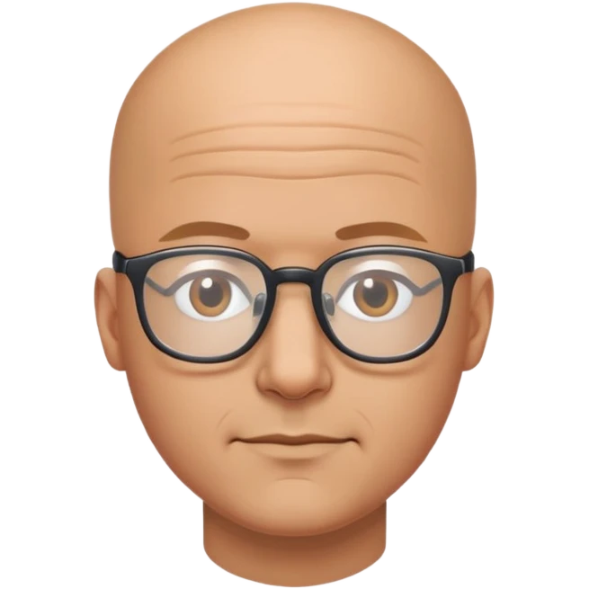 Bald guy with glasses resting on top of his forehead emoji