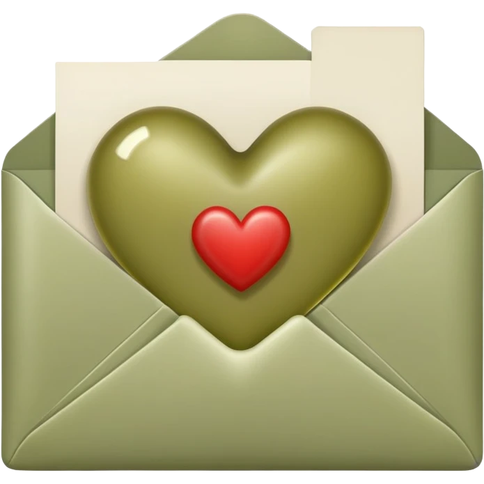 A letter sealed with a pale olive heart emoji