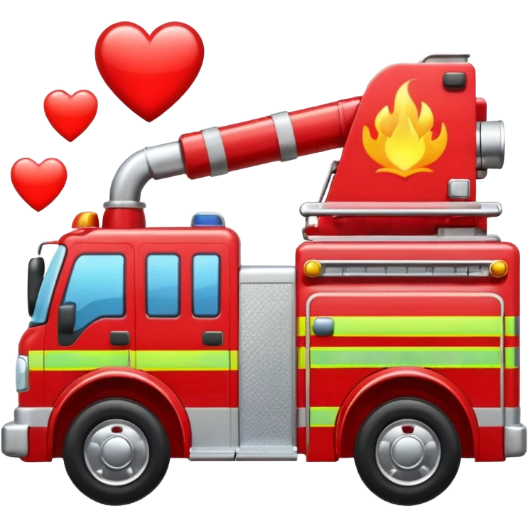 Fire engine with hearts emoji