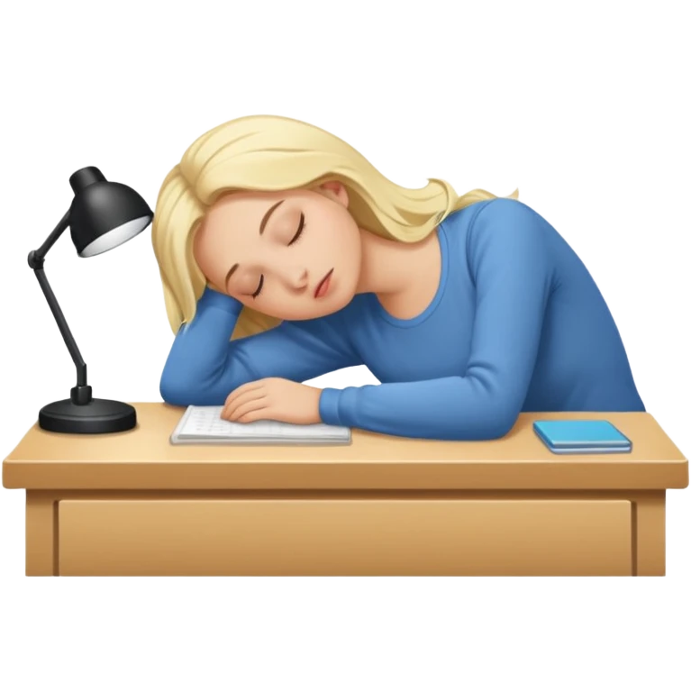 Blonde girl asleep at desk emoji