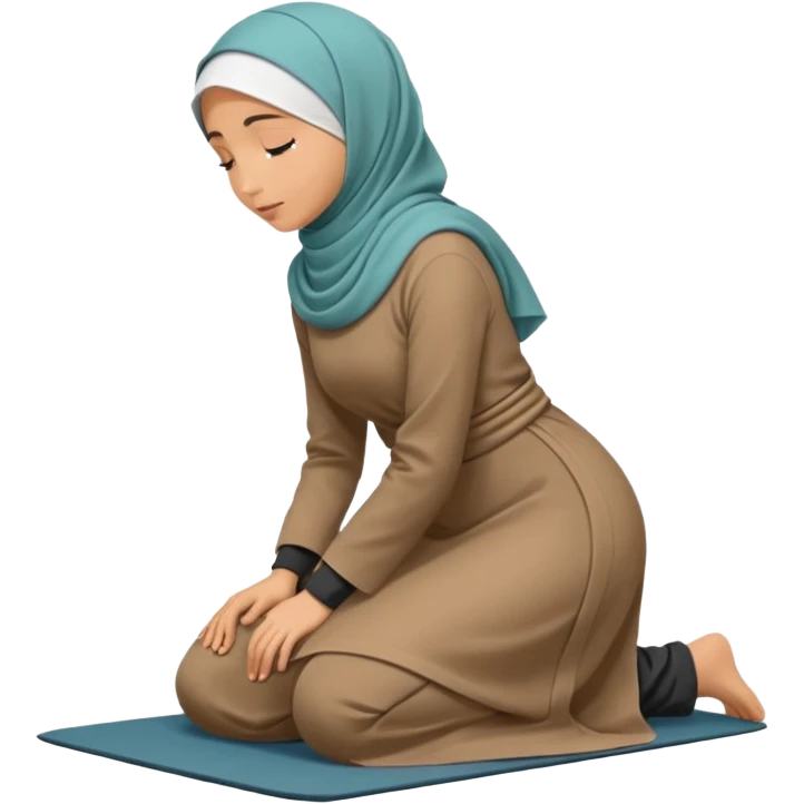 Islamic Woman Kneeling prostrated side view emoji
