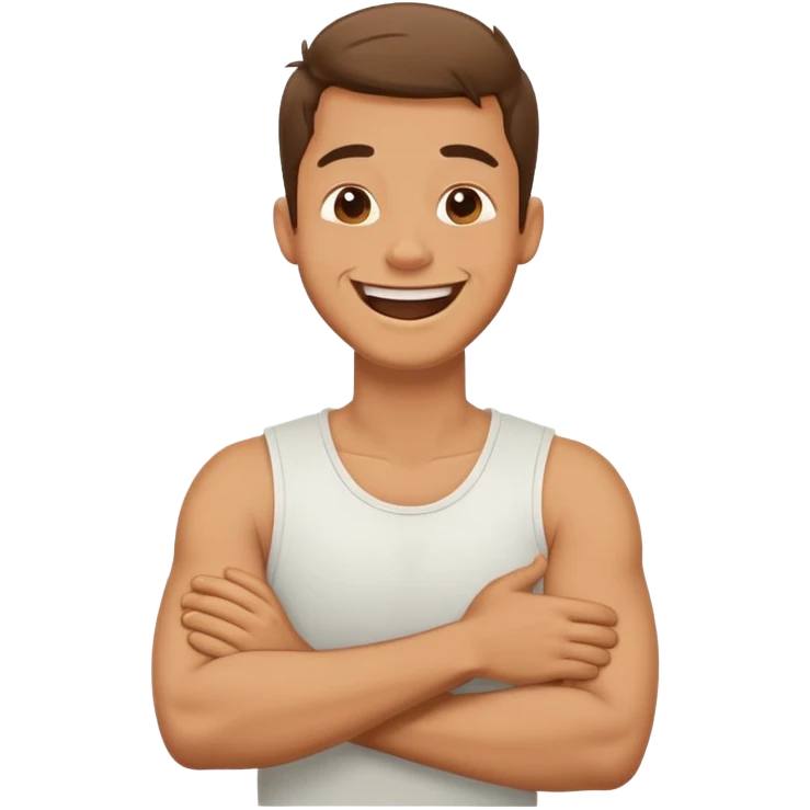 arms crossed holding neck laughing guy emoji