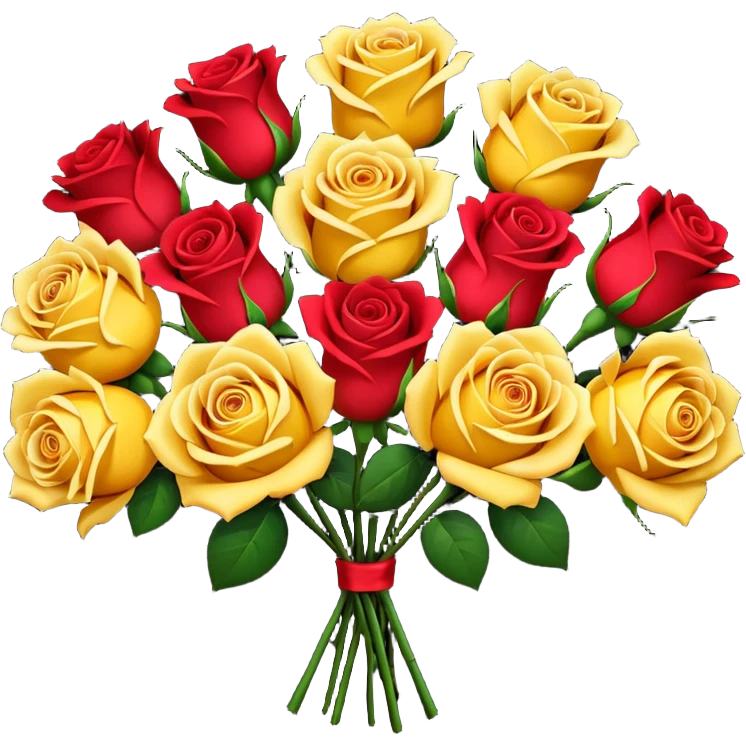 Yellow rose and red rose bouquet with black paper emoji