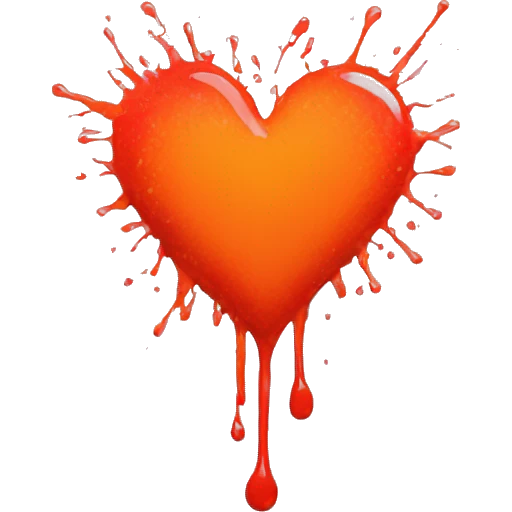 splattered paint heart glowing red-orange warmth emoji