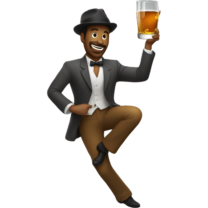 a man dancing with a whiskey glass perfectly balanced on his head emoji