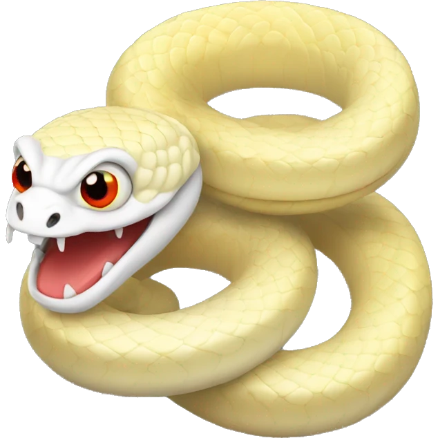 White and yellow snake with red eyes emoji