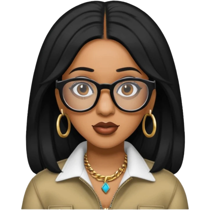 rapper Cardi B black hair wear glasses emoji