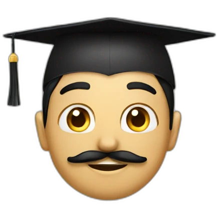 Arabic boy with mustache and graduation hat emoji