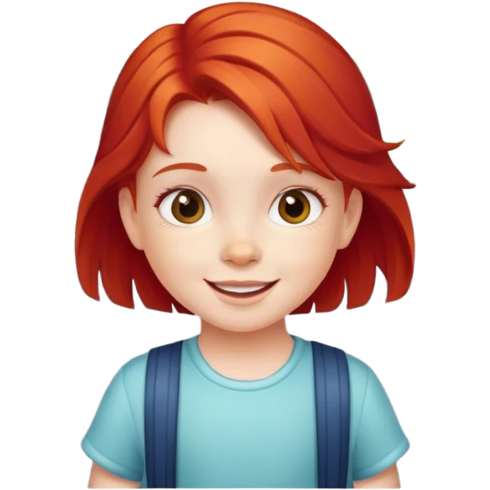 cheerful litle girl on the road with red hair  emoji