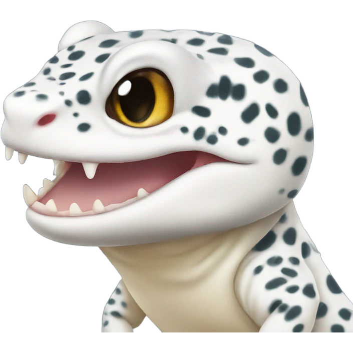 White leopard gecko smiling emoji