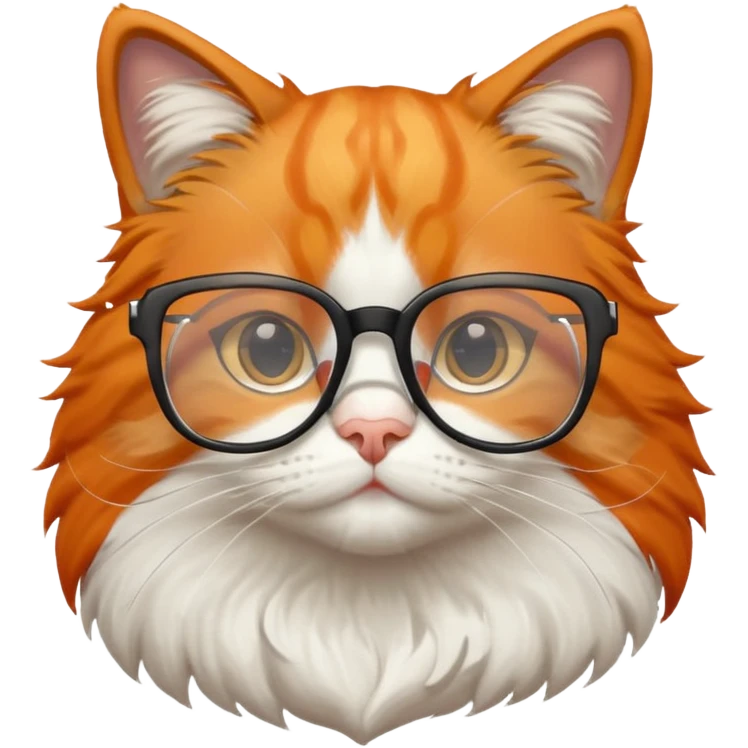 Orange cat wearing nerdy square glasses. emoji