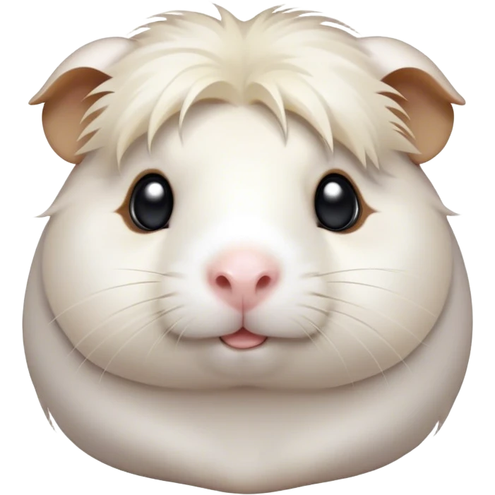 Cinematic Cute White Guinea Pig Portrait Emoji, Head tilted playfully and inquisitively, showcasing a silky, immaculate white coat with a natural glow, round, sparkling dark eyes filled with curiosity, Simplified yet irresistibly adorable features, highly detailed, glowing with a warm, friendly light, high shine, affectionate and lively, stylized with a touch of whimsy, bright and endearing, soft glowing outline, capturing the essence of a mischievous yet loving guinea pig, so playful it feels like it could nuzzle out of the screen and into your arms! emoji