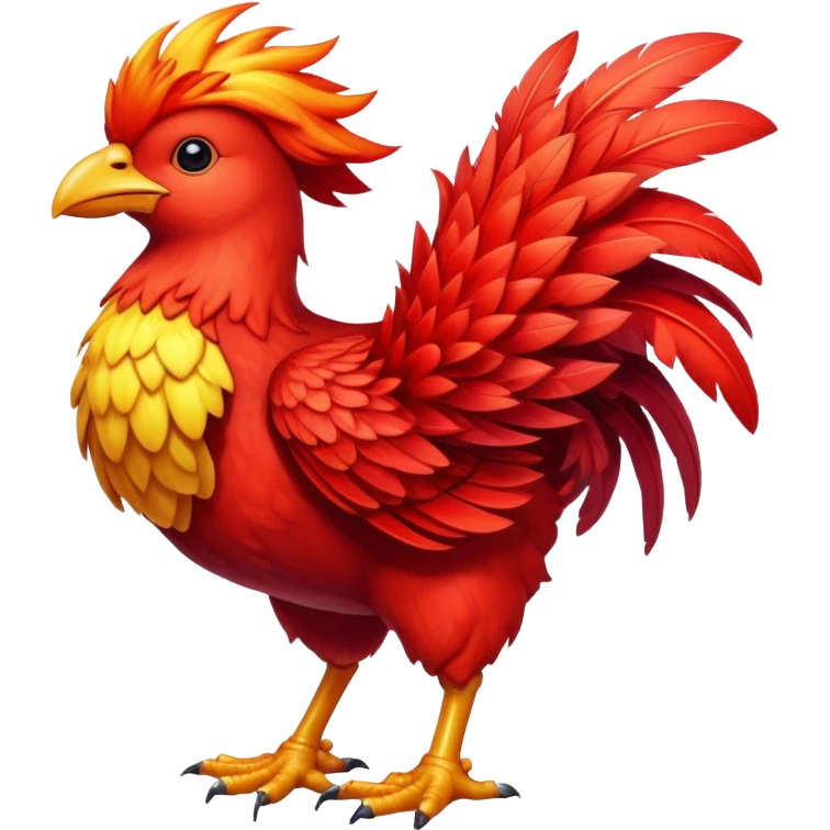 Red chocobo from Final Fantasy, fiery crimson bird emoji