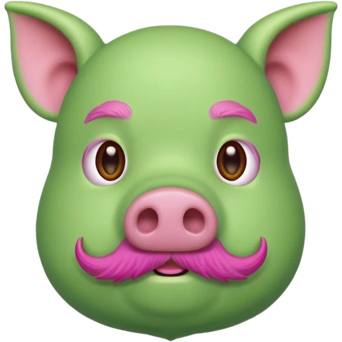 green pig with beard, front view emoji
