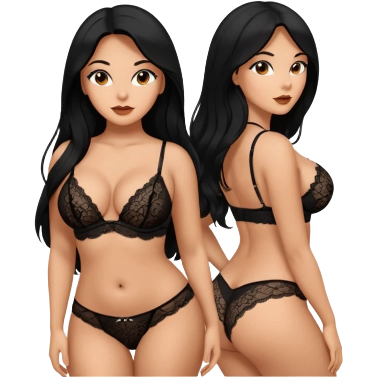 Curvy busty  tan Latina Woman with long black hair in lingerie found sexy poses emoji